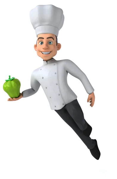 Fun chef with green pepper — Stock Photo, Image