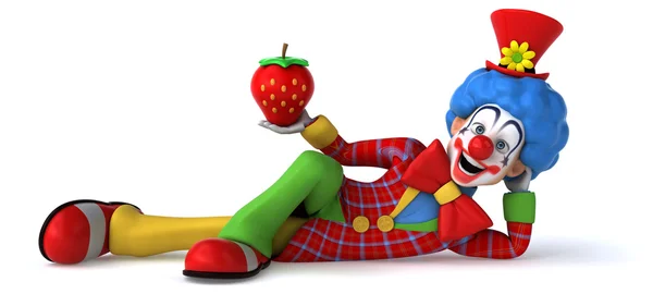 Веселый клоун с клубникой — стоковое фото