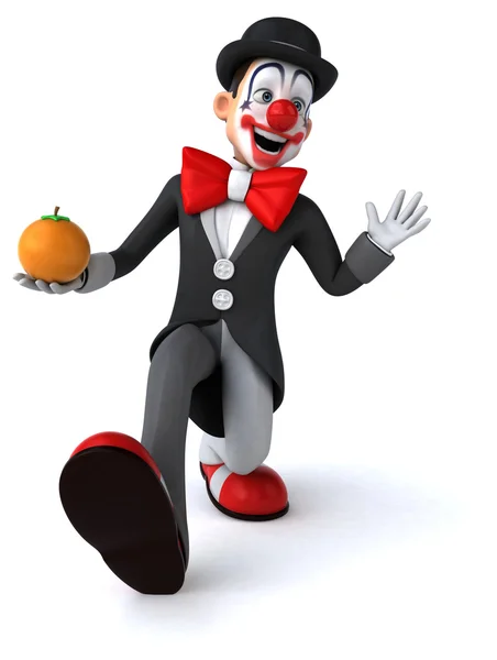Веселий клоун з апельсином — стокове фото