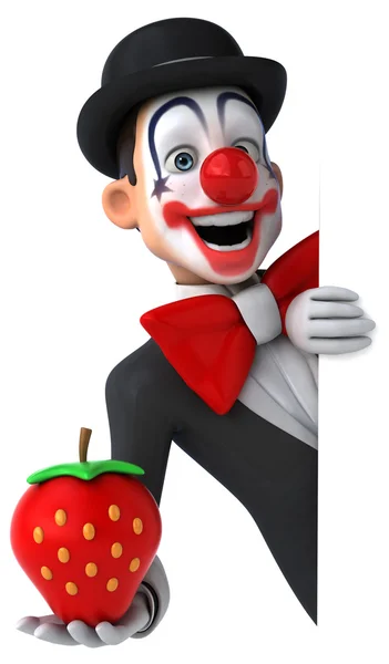 Zábavný klaun s jahodou — Stock fotografie