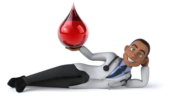 Fun doctor with blood drop — Stock Photo, Image