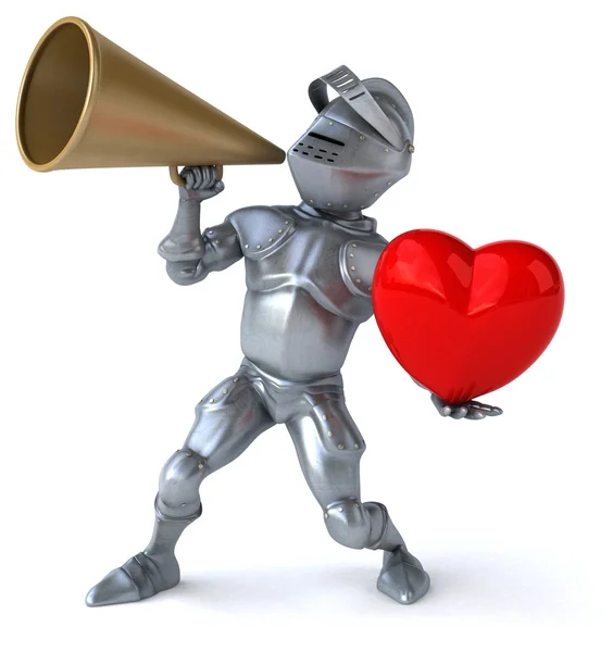 Fun knight with red heart — Stock Photo, Image