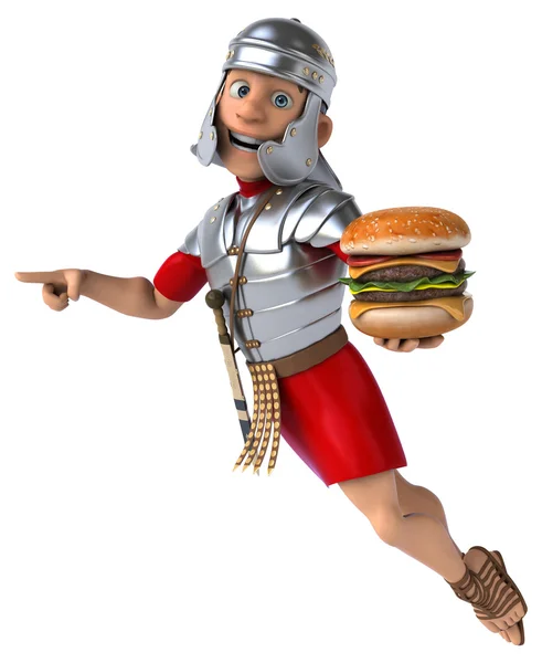 Soldat romain avec hamburger — Photo