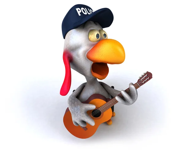 Poulet amusant avec guitare — Photo