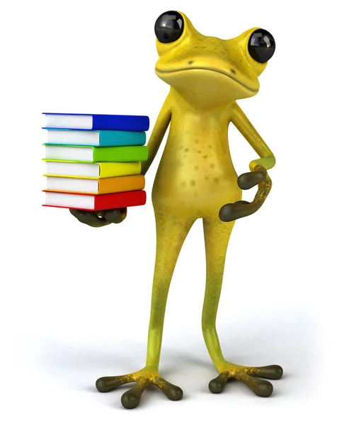 Grenouille amusante avec des livres — Photo