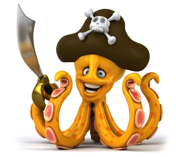 Веселый осьминог в пиратской шляпе — стоковое фото
