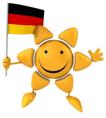 Fun cartoon sun with flag