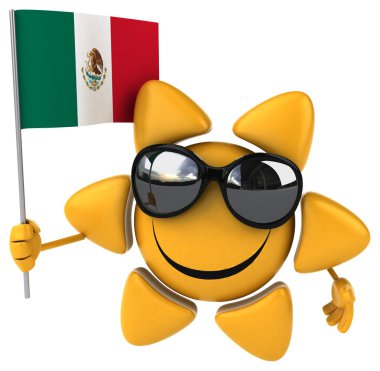 Fun cartoon sun with flag