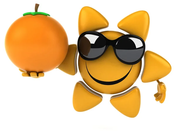 Sole divertente con un'arancia — Foto Stock