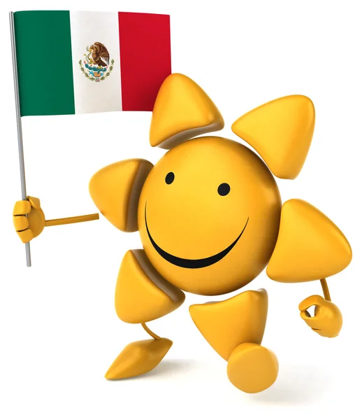 Fun cartoon sun with flag — Stockfoto