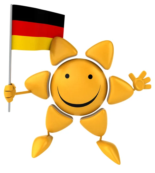 Fun cartoon sun with flag — Stock Photo, Image