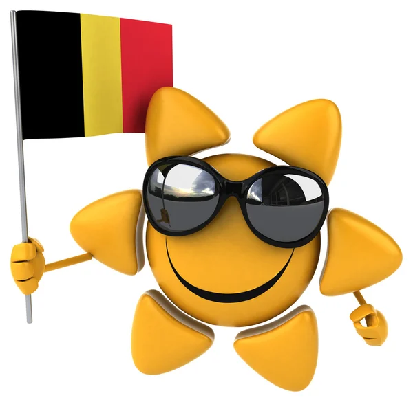 Fun cartoon sun with flag — Zdjęcie stockowe
