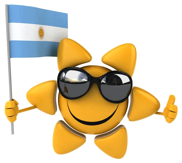 Fun cartoon sun with flag — Φωτογραφία Αρχείου