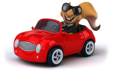 Bir arabada eğlenceli sincap