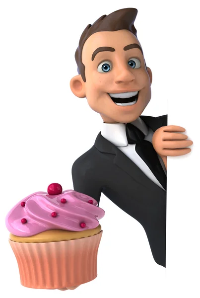 Leuk zakenman met cupcake — Stockfoto