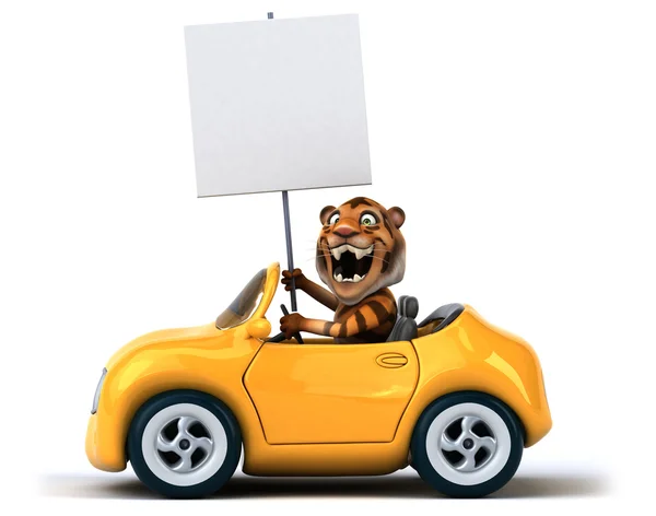 Fun tigre dans une voiture — Photo