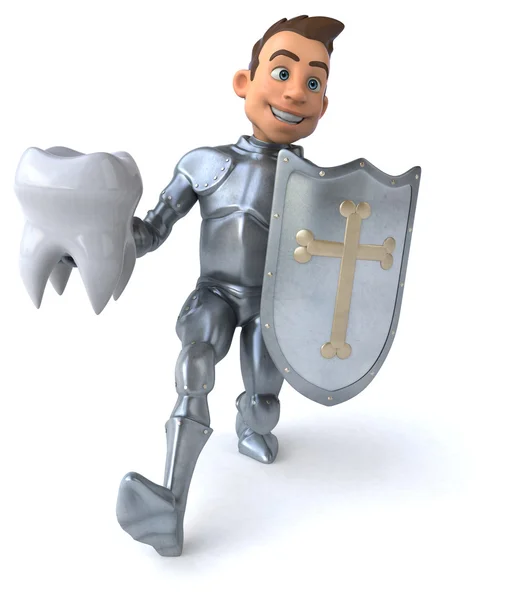 Fun knight with tooth — Stock Photo, Image