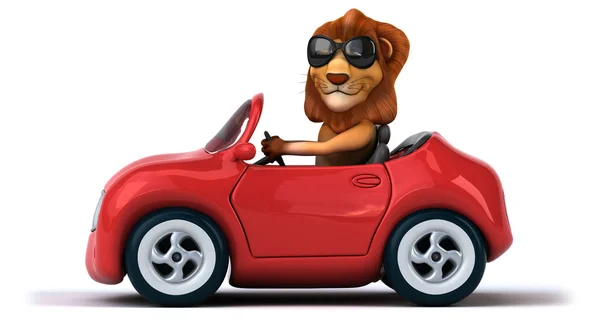 Leuk Leeuw in een auto — Stockfoto