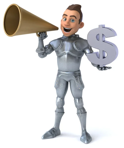 Dolar işareti olan eğlenceli knight — Stok fotoğraf
