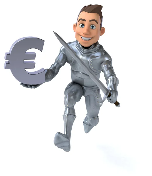 Cavaliere divertente con cartello euro — Foto Stock