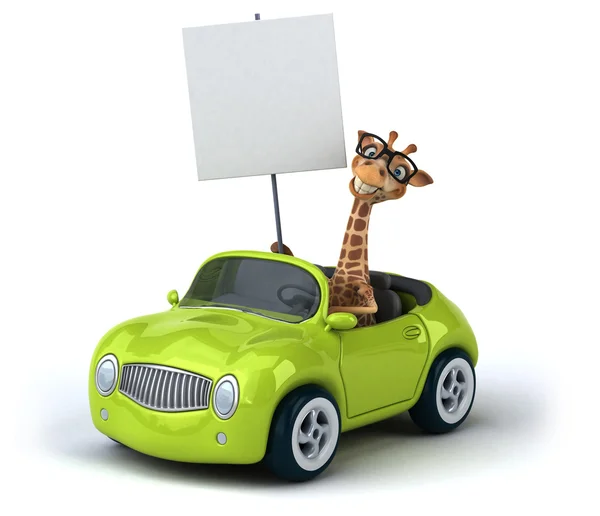 Spaß-Giraffe im Auto — Stockfoto