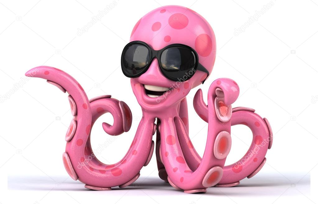 Funny cartoon octopus