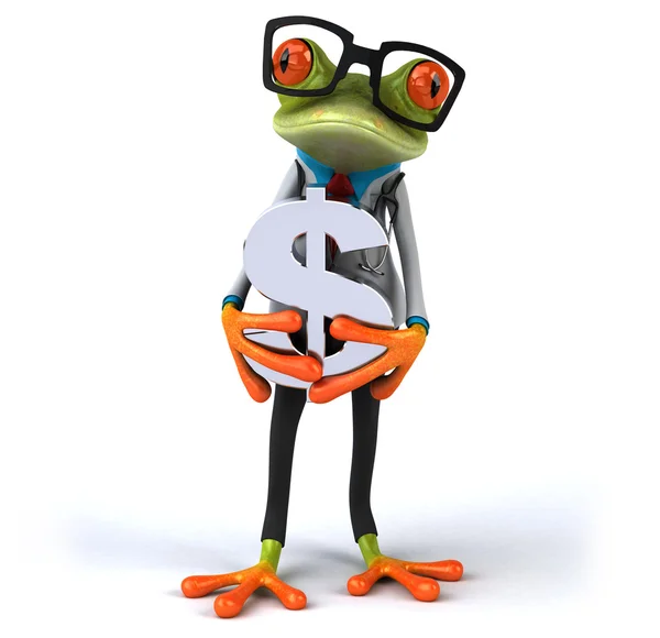 Fun frog with dollar sign — Stock Photo, Image