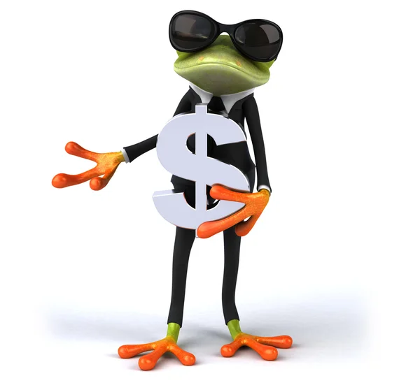 Fun frog with dollar sign — Stock Photo, Image