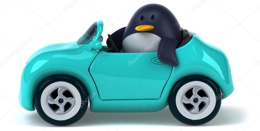 Fun penguin in a car — Stock Photo © julos #78012936