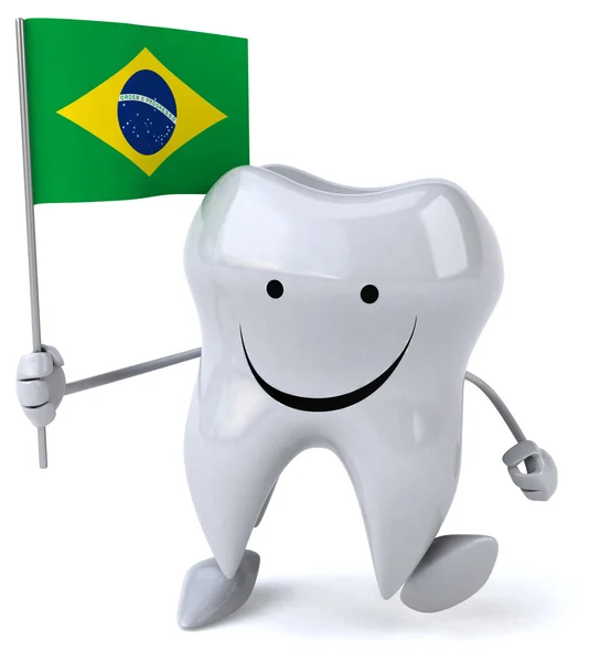 Cartoon tooth with flag — Stock Photo, Image