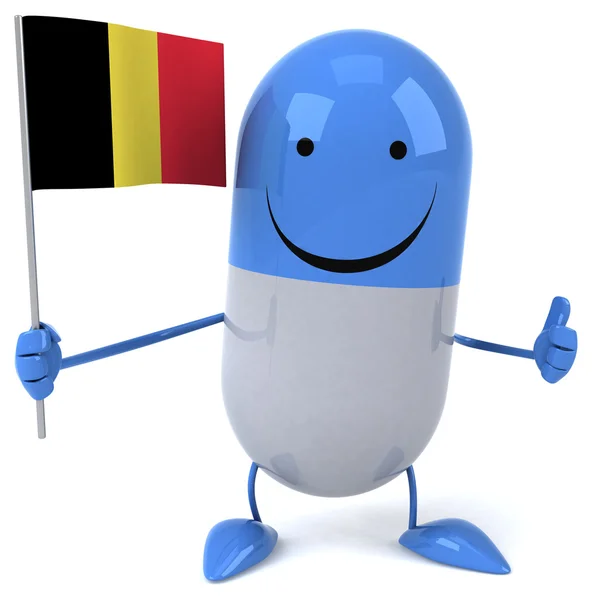 Cartoon pill with flag — Stock Photo, Image