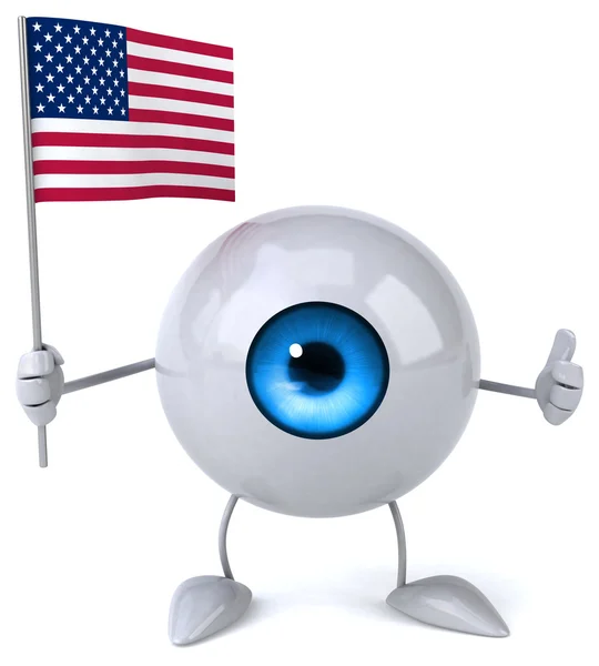 Cartoon eye with flag — Stock Photo, Image