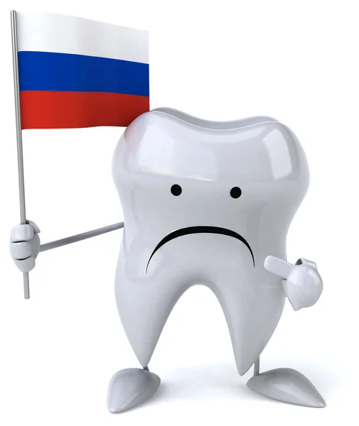 Карикатурный зуб с флагом — стоковое фото