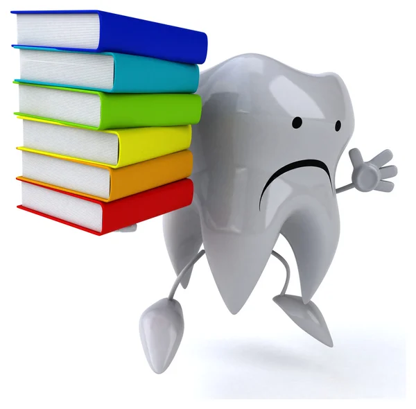 Cartoon Zahn mit Büchern — Stockfoto