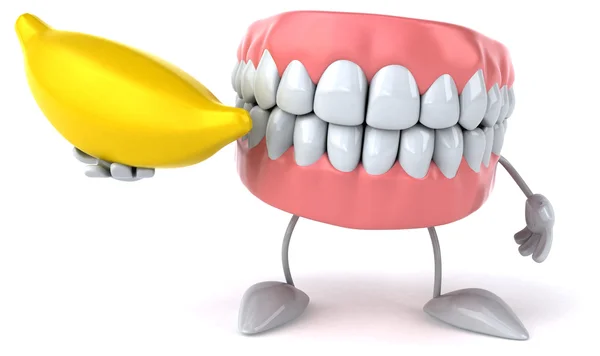 Dentes divertidos com banana — Fotografia de Stock