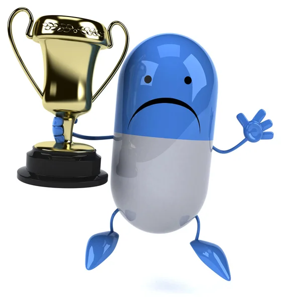 Fun pill with trophy — Stock Photo, Image