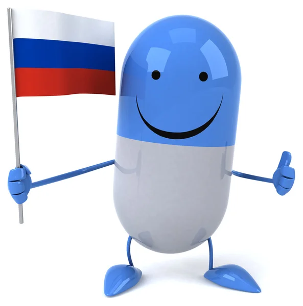 Cartoon pill with flag — Stock Photo, Image