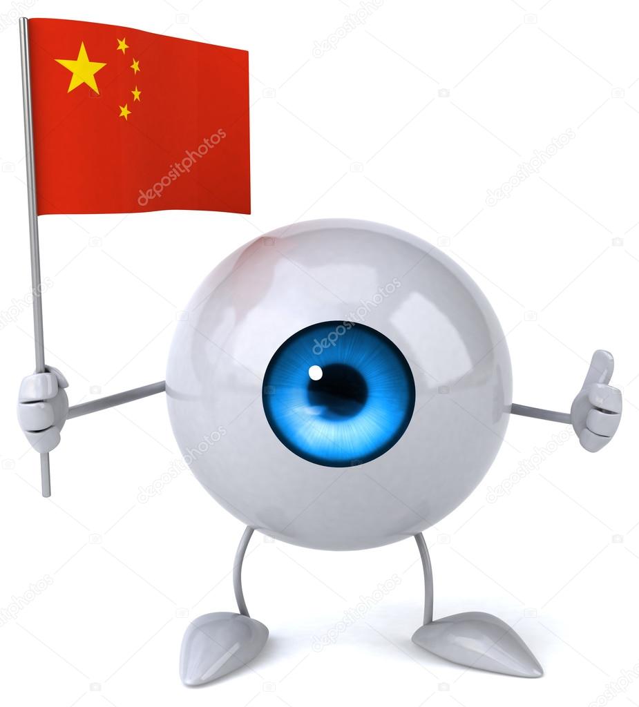 cartoon eye with flag