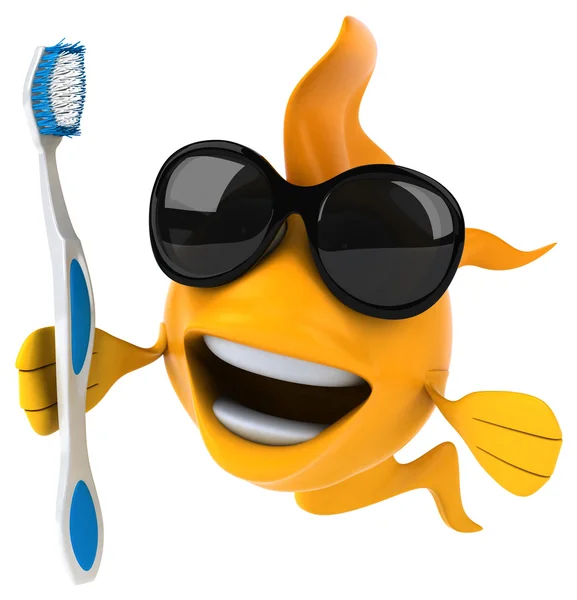 Fun fish with toothbrush — Stock Photo, Image