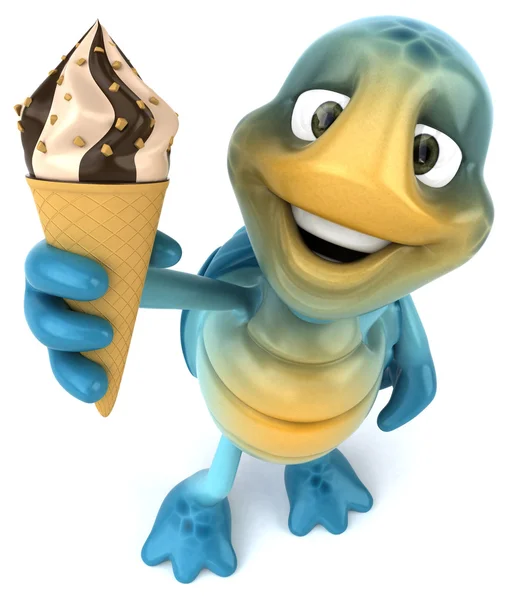 Tartaruga divertida com sorvete — Fotografia de Stock