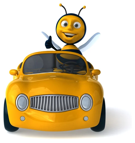 Abeja divertida en un coche —  Fotos de Stock