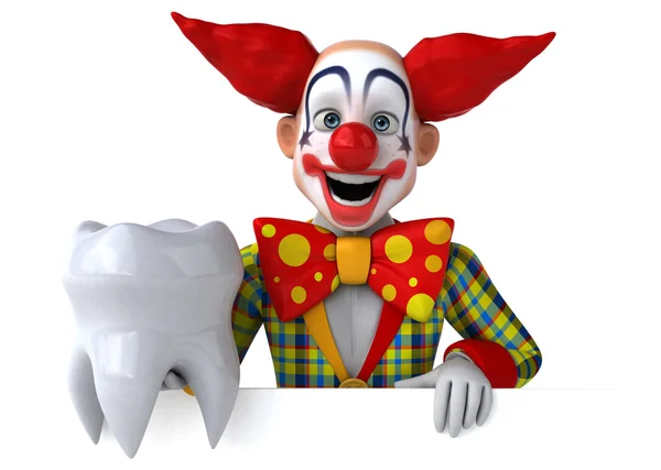 Fun cartoon clown with tooth — Stock Photo, Image