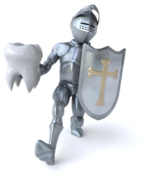 Fun knight with tooth — Stock Photo, Image