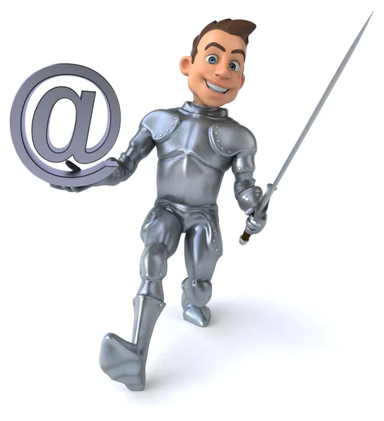 Fun knight with email sign — Stock Photo, Image