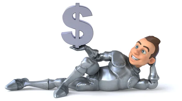 Dolar işareti olan eğlenceli knight — Stok fotoğraf