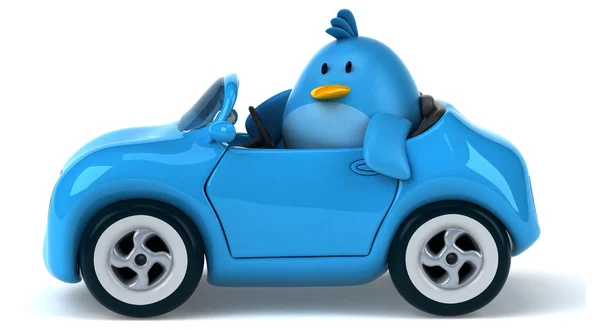 Blå fågeln i en bil — Stockfoto
