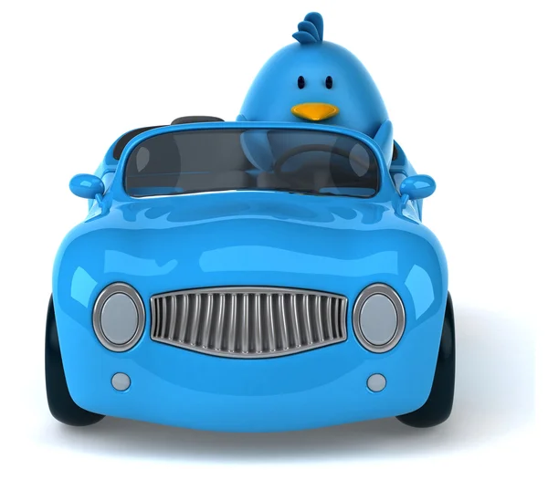 Modrý pták v autě — Stock fotografie