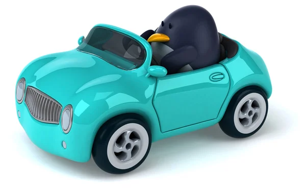 Pingouin amusant dans une voiture — Photo