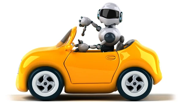 Cartoon robot ve araba — Stok fotoğraf