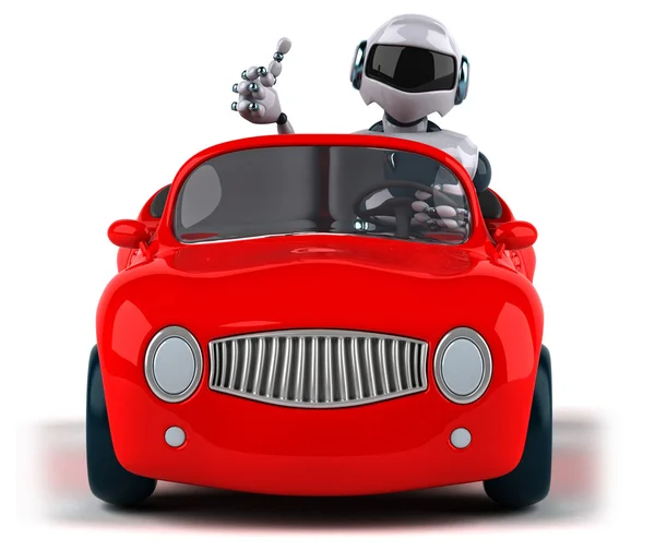 Kreslený robota a auto — Stock fotografie